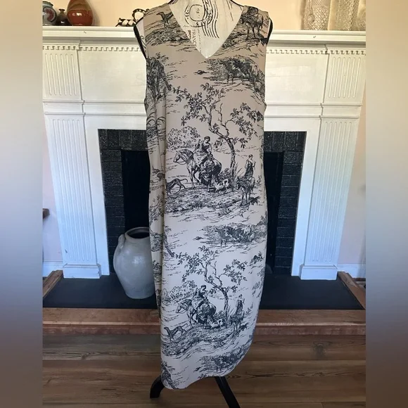 Harvé Benard Toile de Jouy Blazer Jacket & Sheath Dress Two Piece Suit 10/12 - Picture 3 of 16